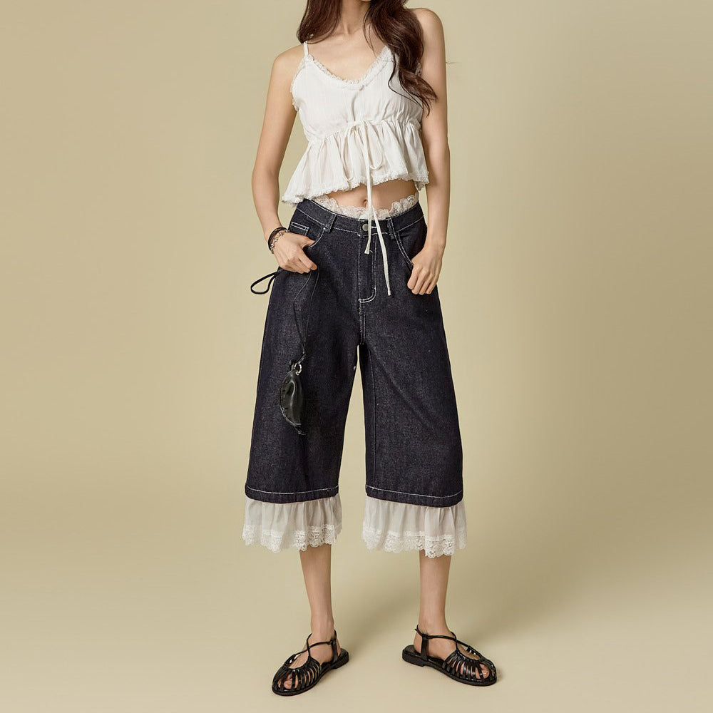 PJ650 Tulle Lace Bermuda Jeans