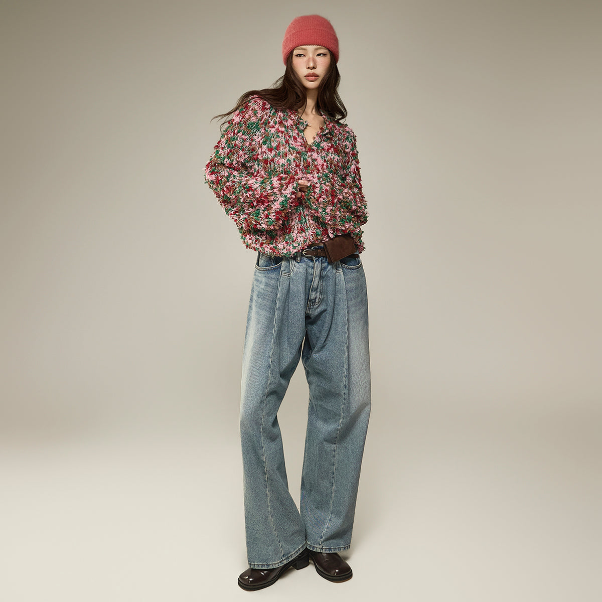 PJ680 Pintuck Wide Jeans