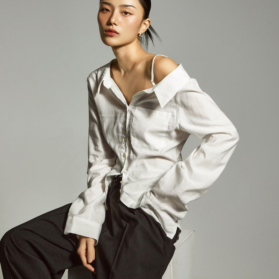S773 Asymmetrical Off-Shoulder Shirt