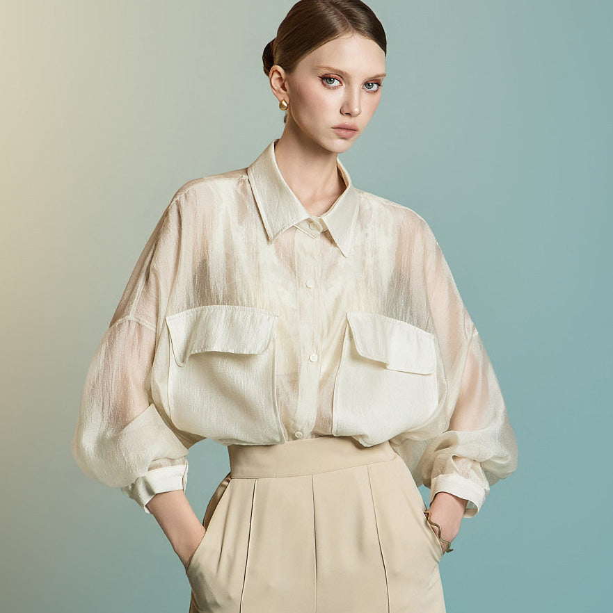 S775 Sheer Oversized Shirt