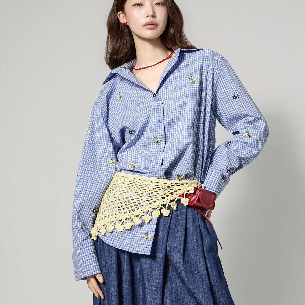 S846 Embroidered Check Shirts