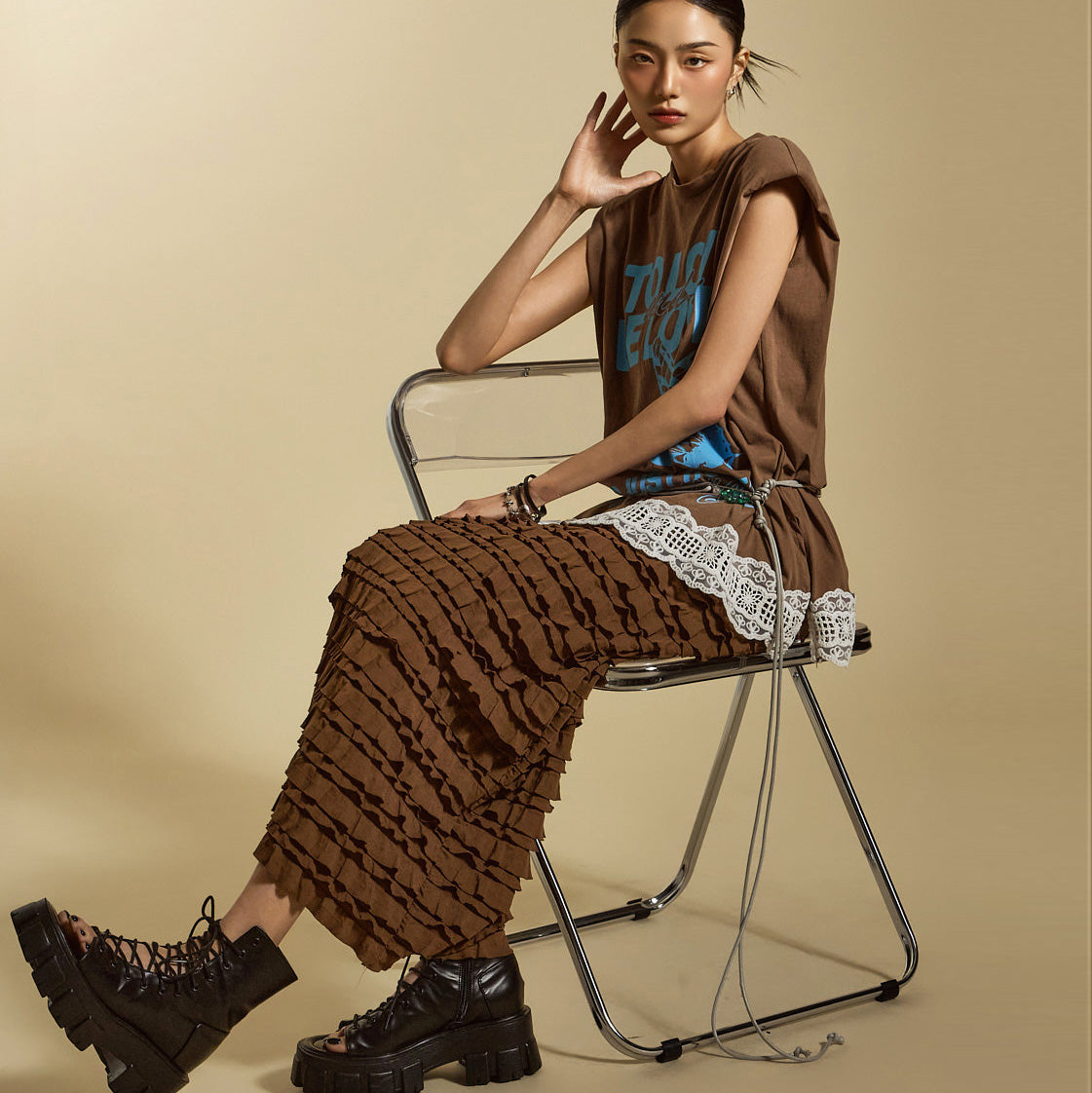 SK3010 Frill Long Skirt