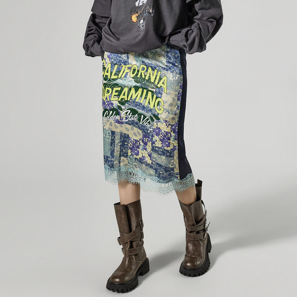 SK3165 Printed Lace Skirt