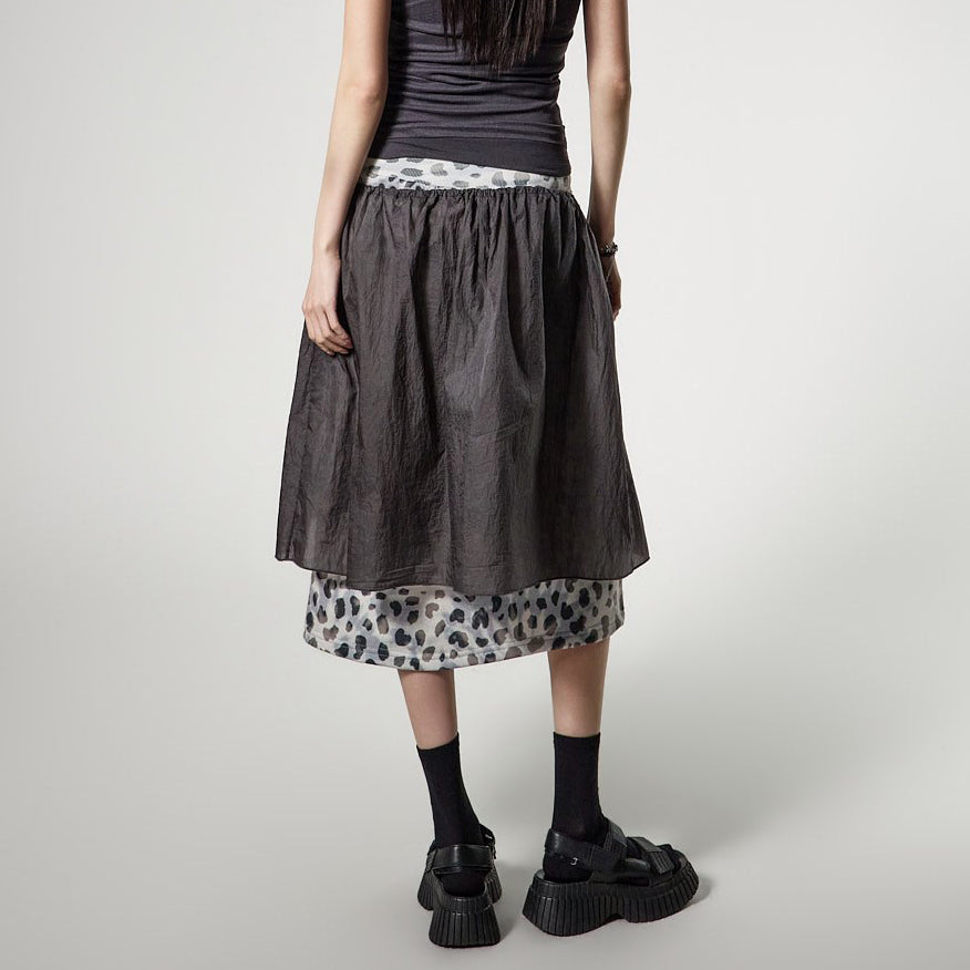 SK3196 Leopard Layered Skirt
