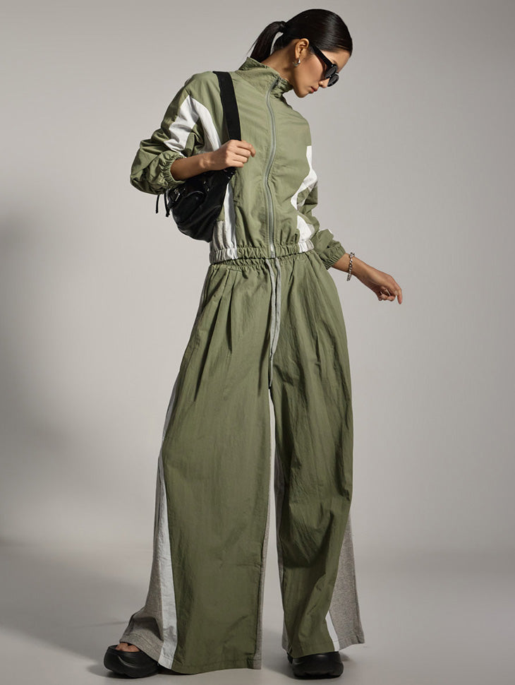 TP2134 Color-block Zip-Up Jacket and Pants Set