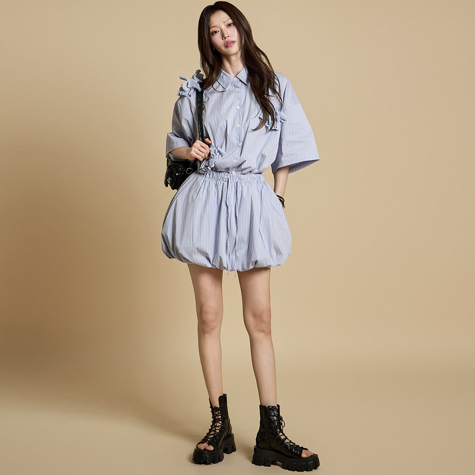 TP2174 Stripe Shirt and Skirt Set
