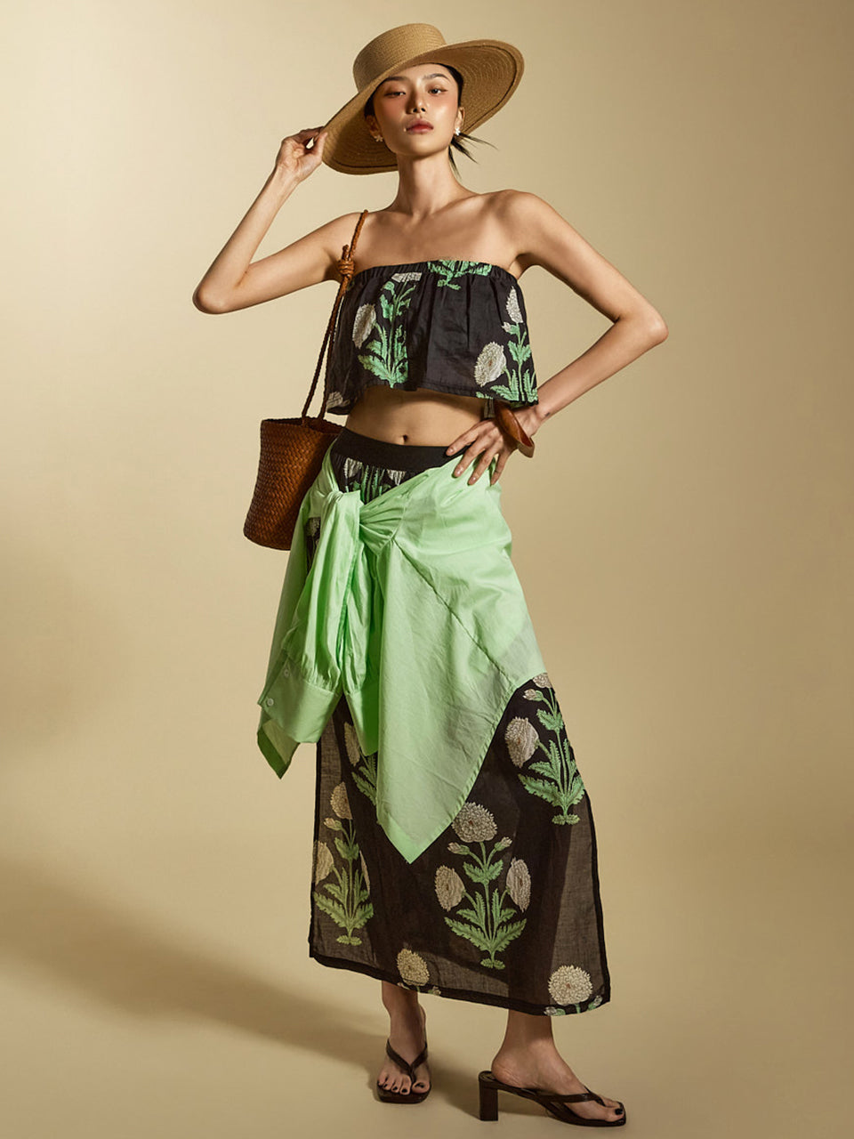 TP2185 Flower Pattern Top and Skirt Set