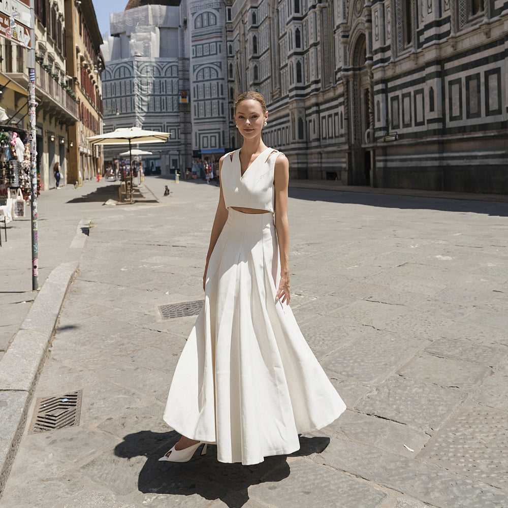 TP9153 Linen Top and Skirt Set