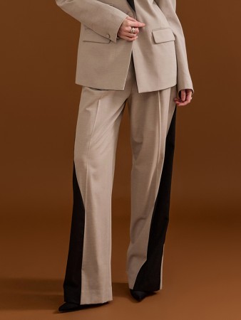 MBDP004 细褶线配色方案锥形长裤 Korea