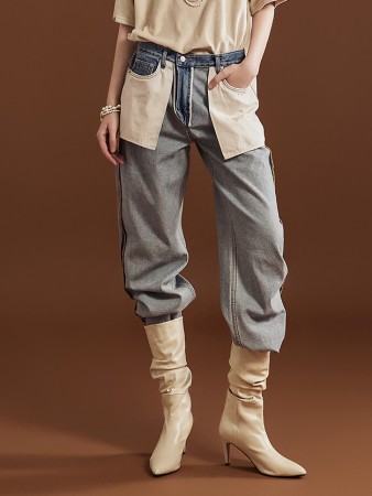 PJ481 出口袋配色缝线牛仔裤*L 码生产* Korea
