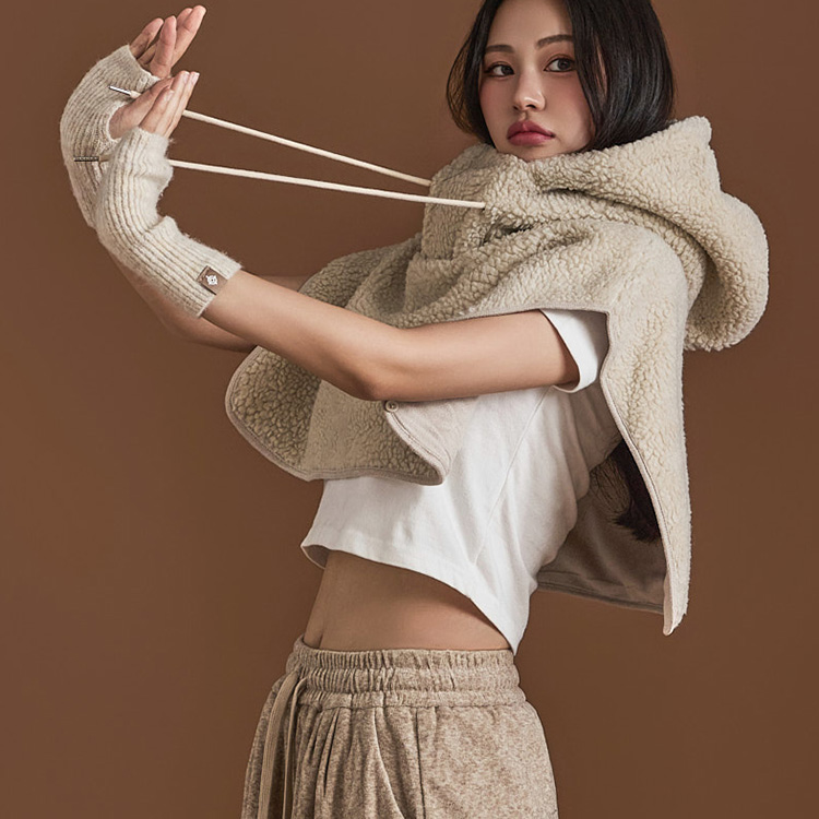 E3236 珠圈短款连帽上衣