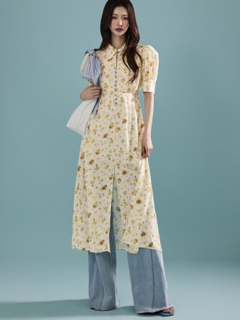 D4993 花纹 連衣裙 Korea