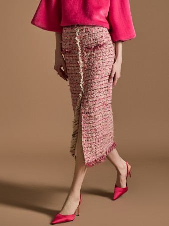 SK9253 粗花呢流苏裙 Korea