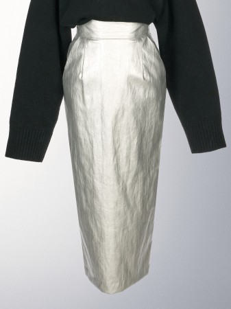 SK9212 闪亮皮革高腰中长半身裙 Korea