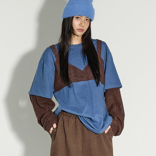 E4069 花紋 层叠式 上衣