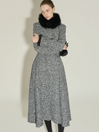 D5431 腰帶 组合 百褶 連衣裙 Korea