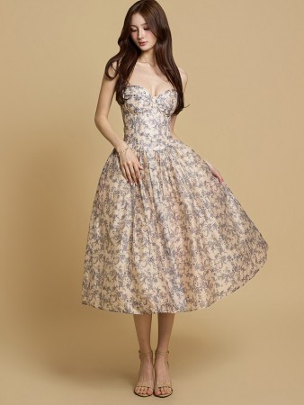 D5284 花纹连衣裙 Korea