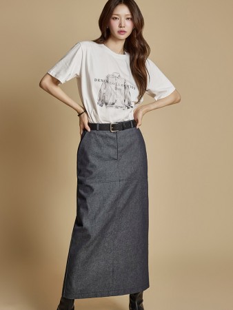 SK3031 开衩背部半身裙 Korea