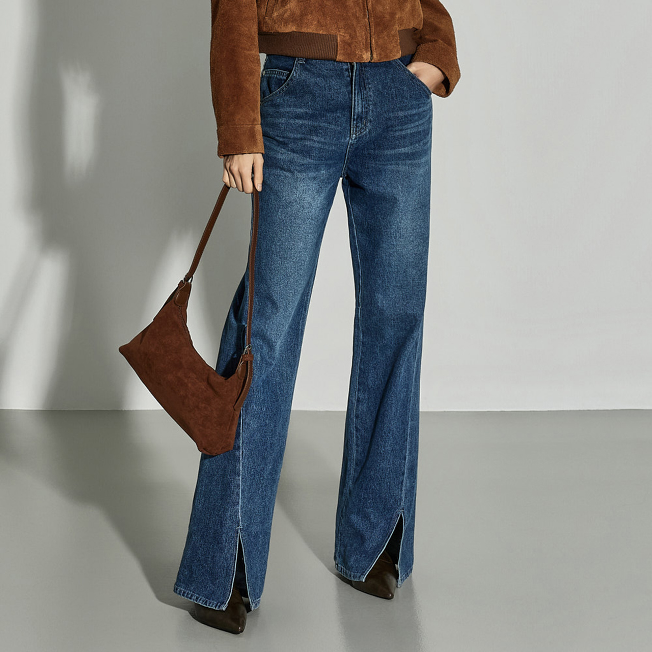 PJ597 开叉牛仔裤