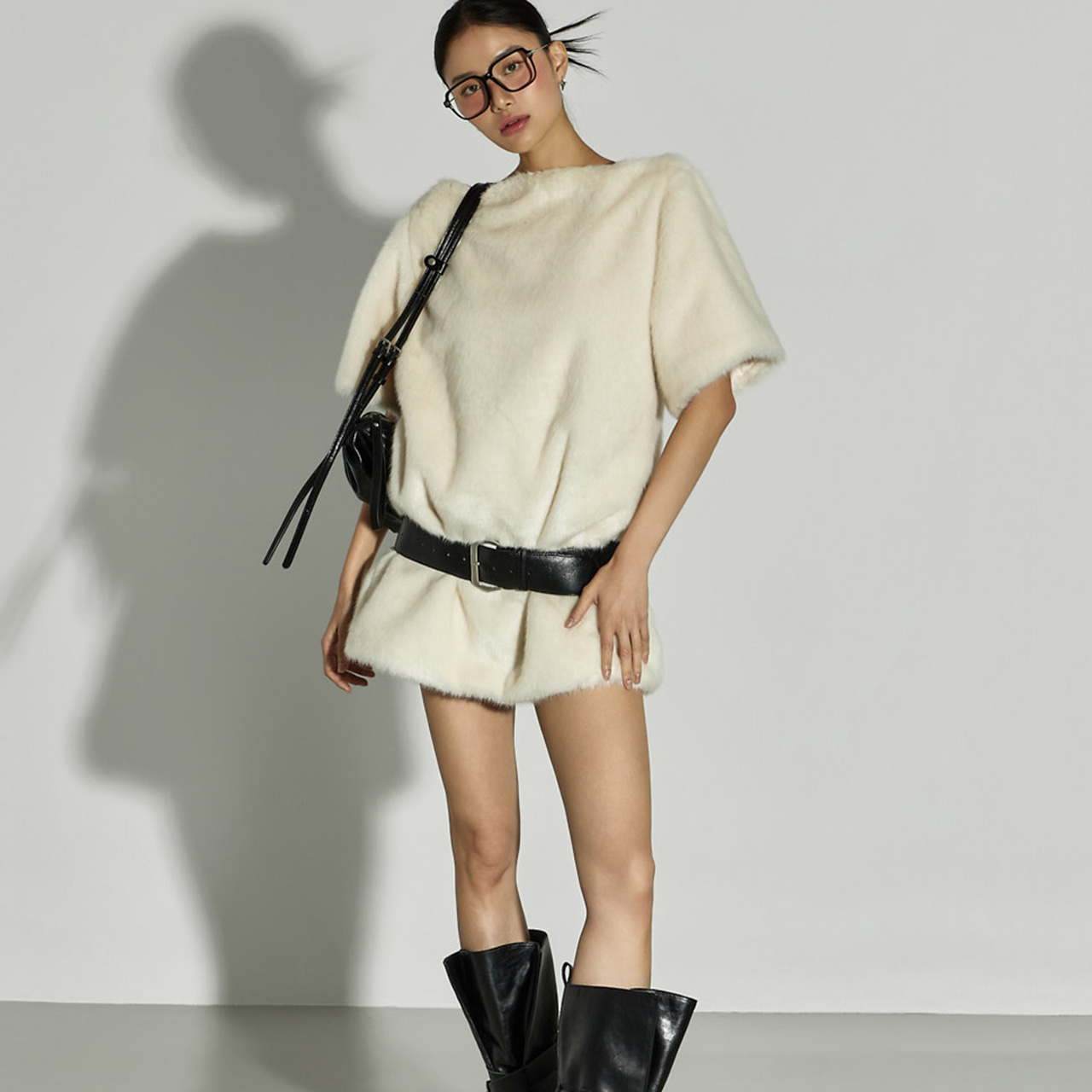 D9567 皮草迷你连衣裙