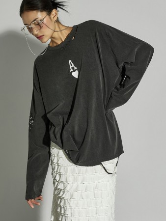 E4014 复古印刷上衣 Korea