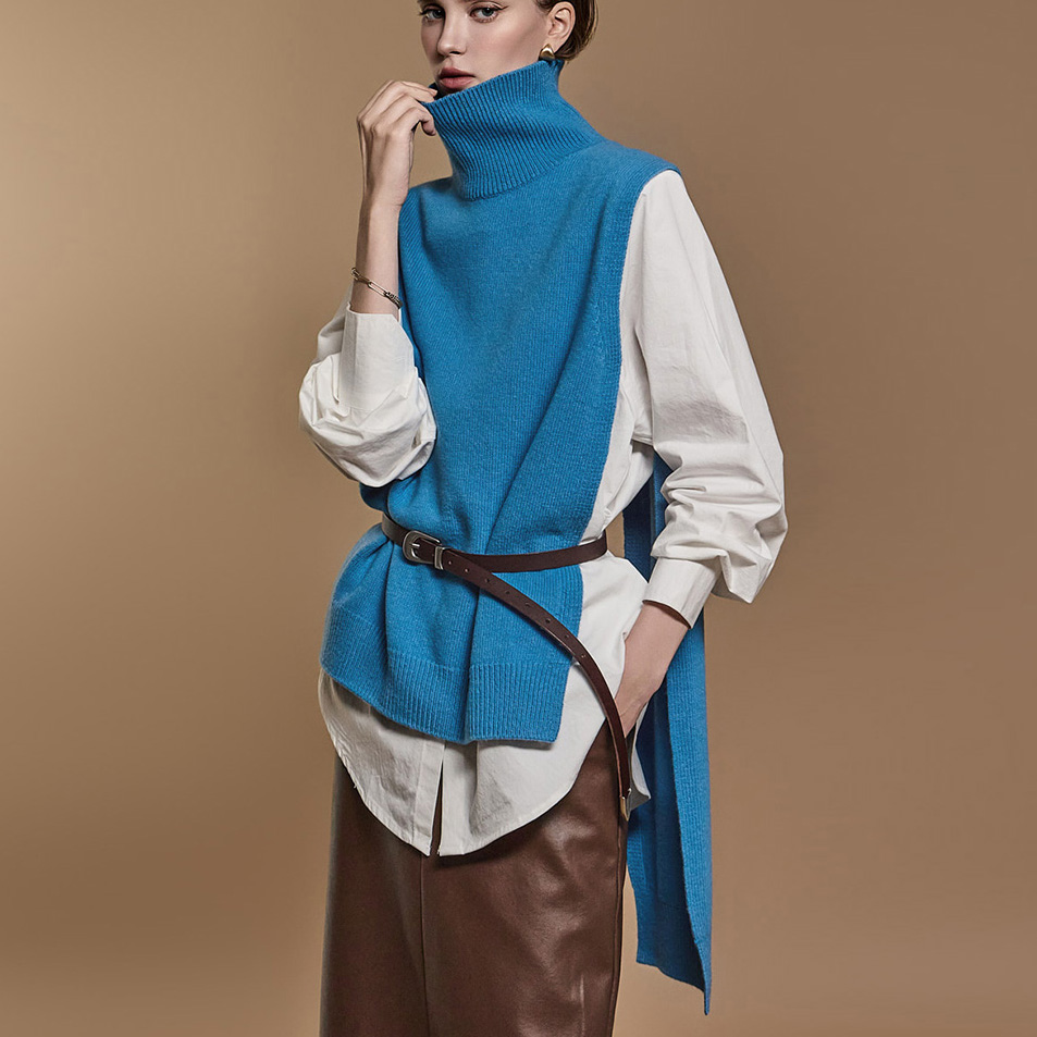 E3570 高领羊毛针织背心