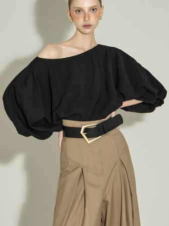 B3143 不规则泡泡袖雪纺衫 Korea