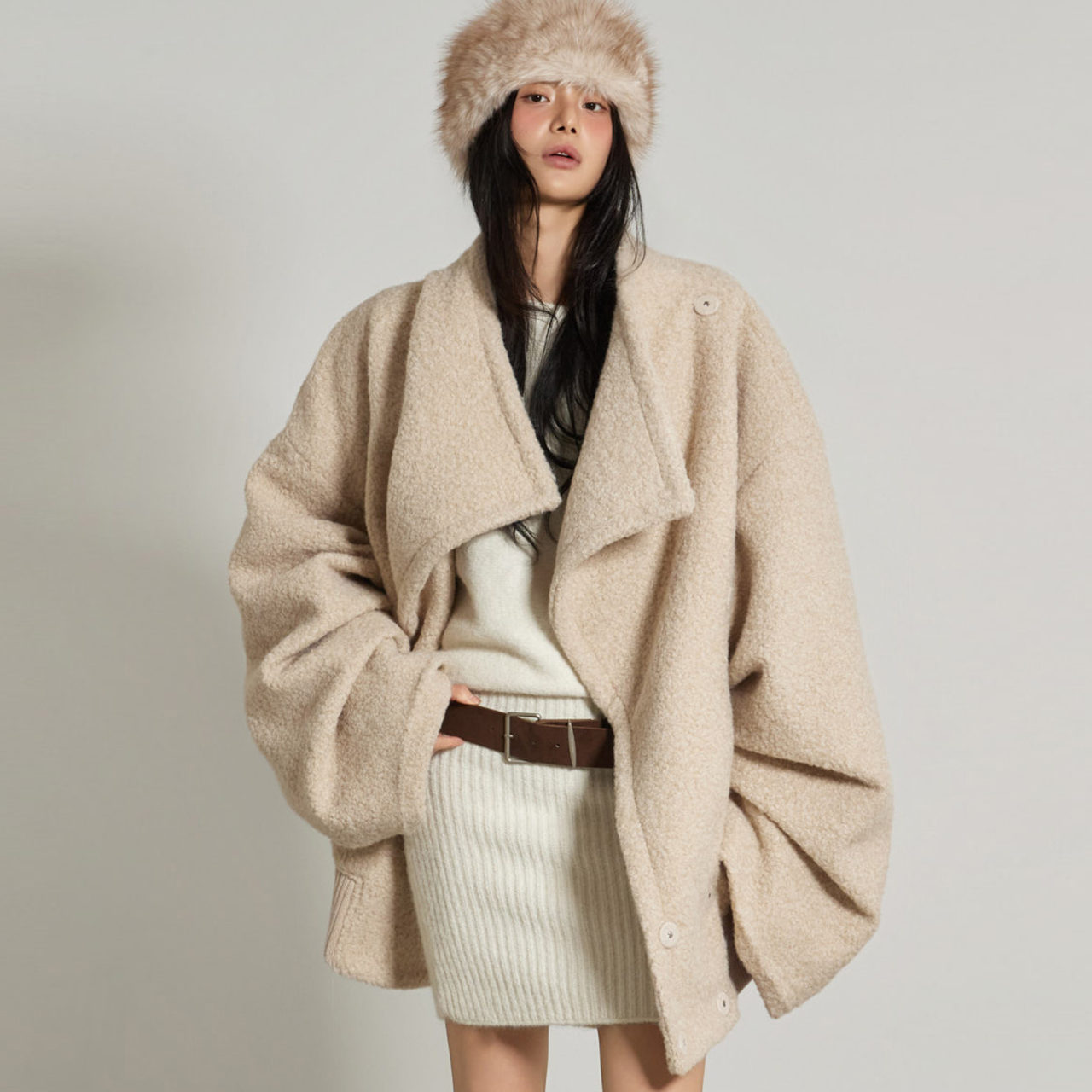 J9342 高领泡泡袖外套