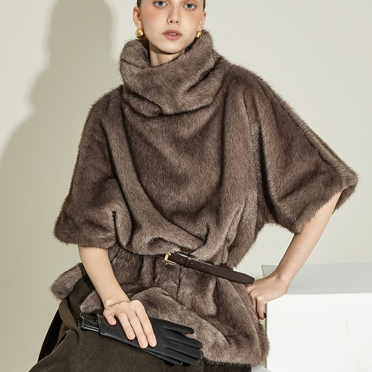 E9036 高领皮草上衣