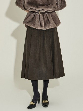 SK3102 羊毛 百褶 裙 Korea