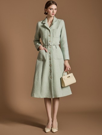 D5131 配腰带羊毛连衣裙 *L碼製作* Korea