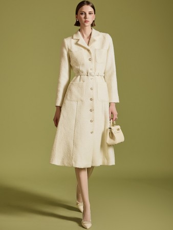 D5131 配腰带羊毛连衣裙 *L碼製作* Korea