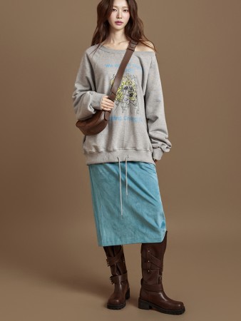 SK3046 绒面革裙 Korea