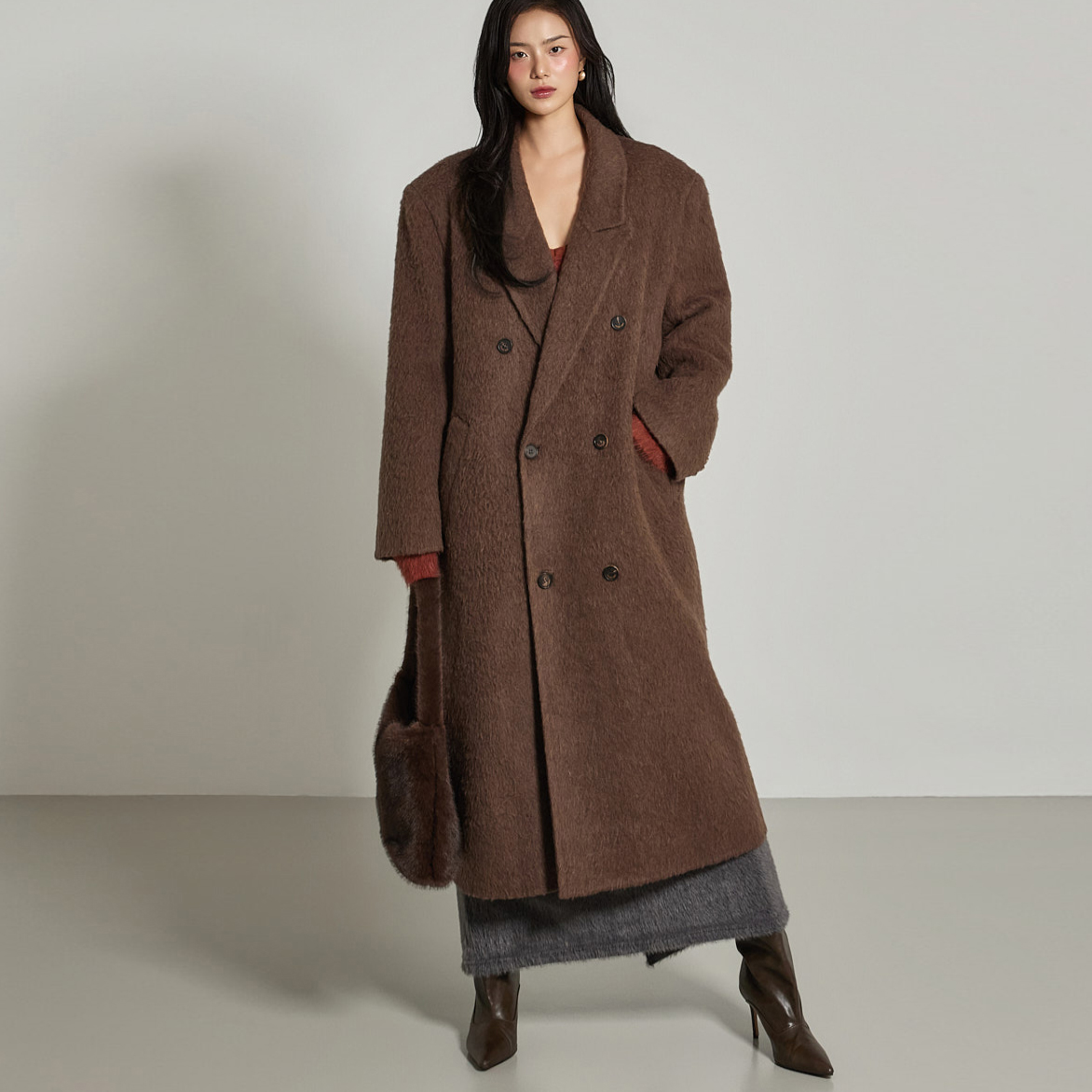 J2969 羊駝毛 羊毛 大衣