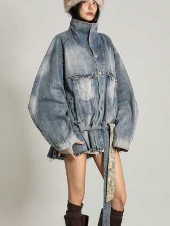 J2971 绑带组合牛仔夾克 Korea