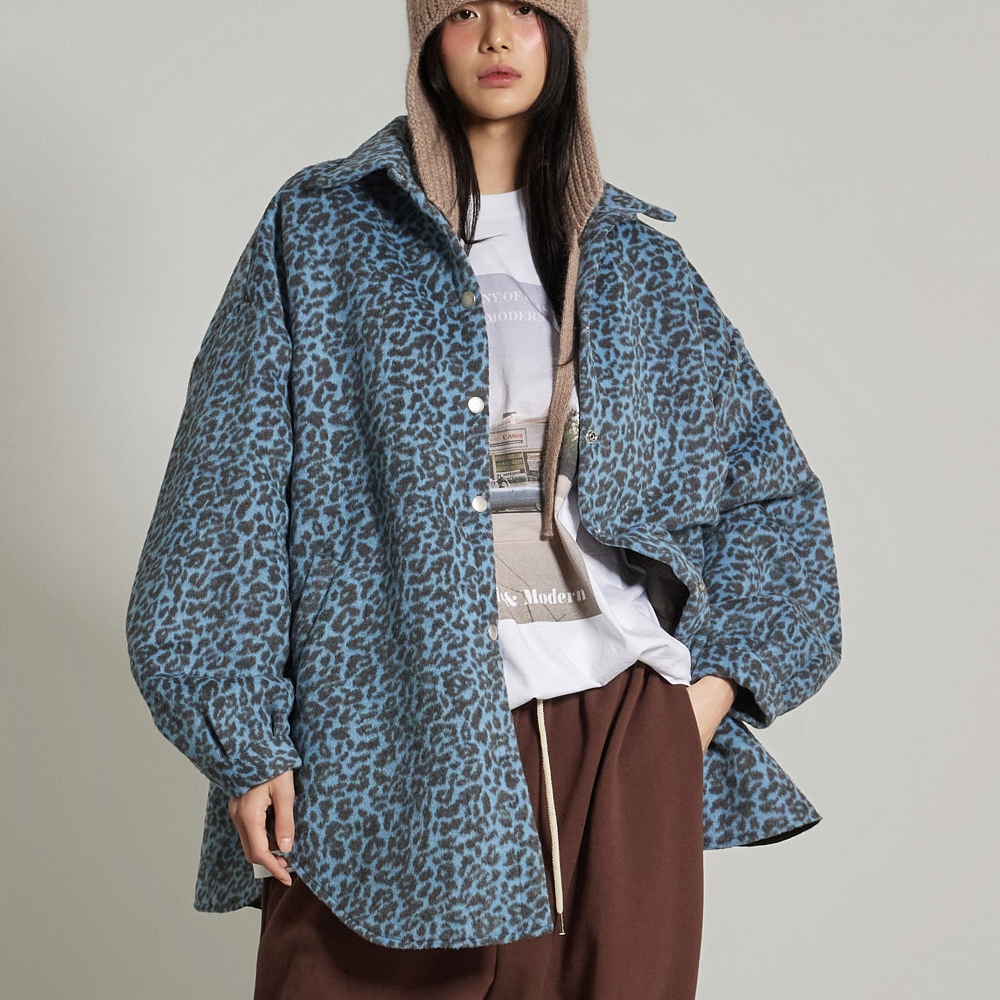 J2974 豹纹 누빔 毛衣外套