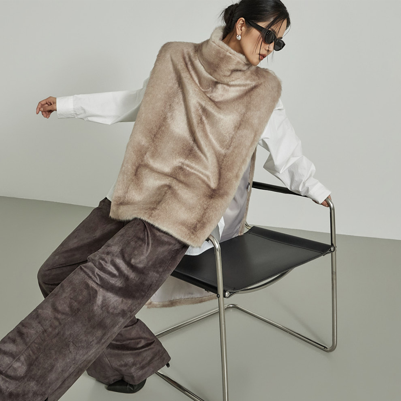 J2983 高領衫皮草马甲