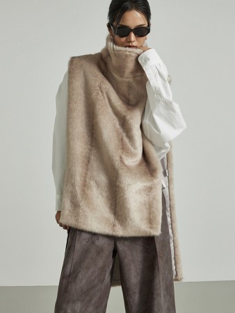 J2983 高領衫皮草马甲 Korea