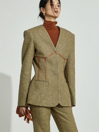 J2982 緊身衣 線 羊毛 夾克 Korea