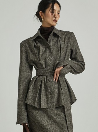 S832 绑带 组合 羊毛 衬衫 Korea