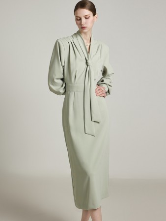 D5194 围巾套装连衣裙 Korea