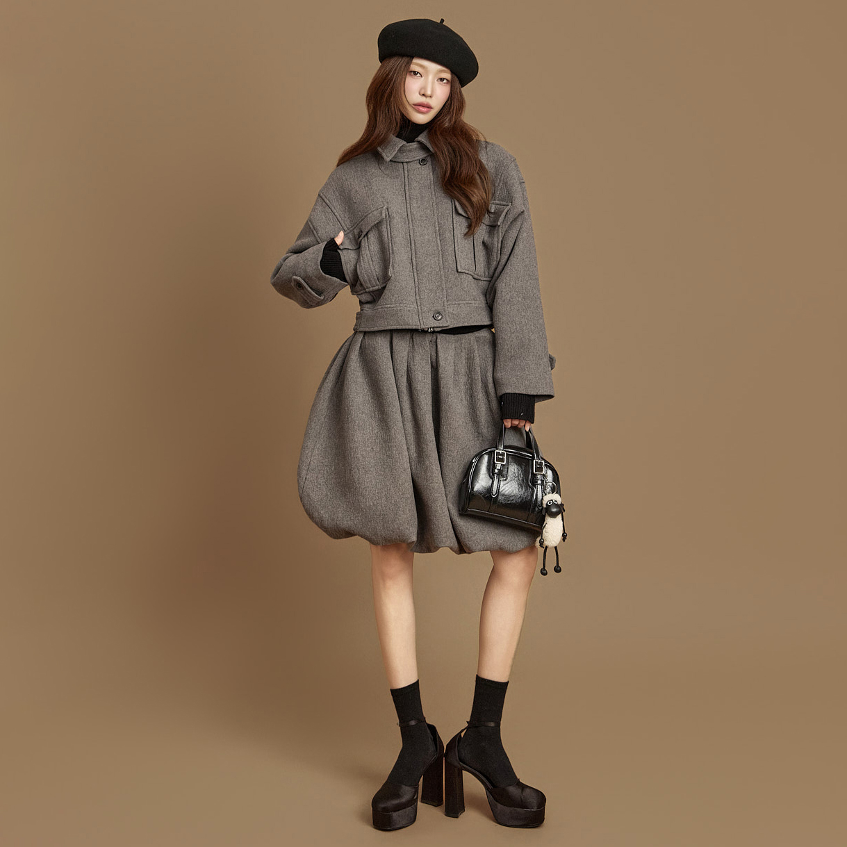 SK9298 泡泡羊毛裙