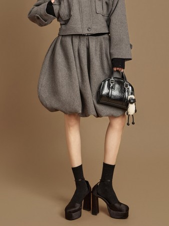 SK9298 泡泡羊毛裙 Korea