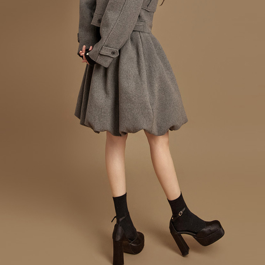 SK9298 泡泡羊毛裙