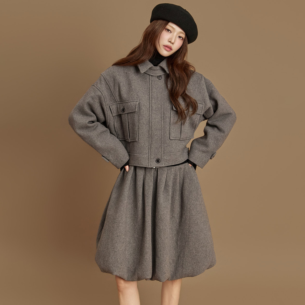 J9356 口袋羊毛夾克毛衣外套