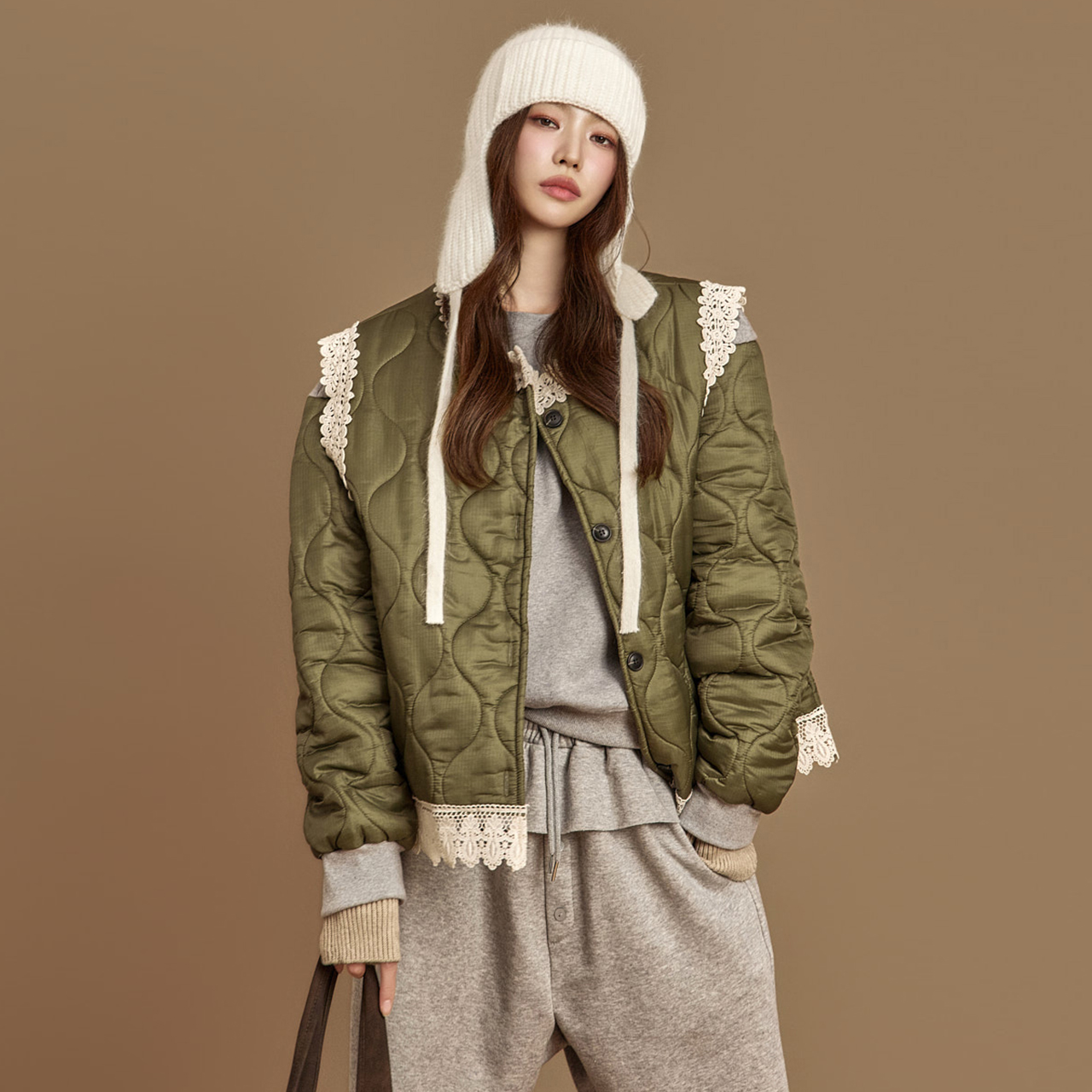 J2987 蕾丝 누빔 马甲