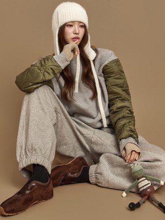 E4043 拼色加絨運動服 Korea