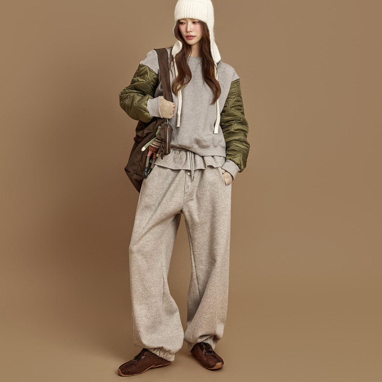 P3694 荷叶边加絨運動服褲子