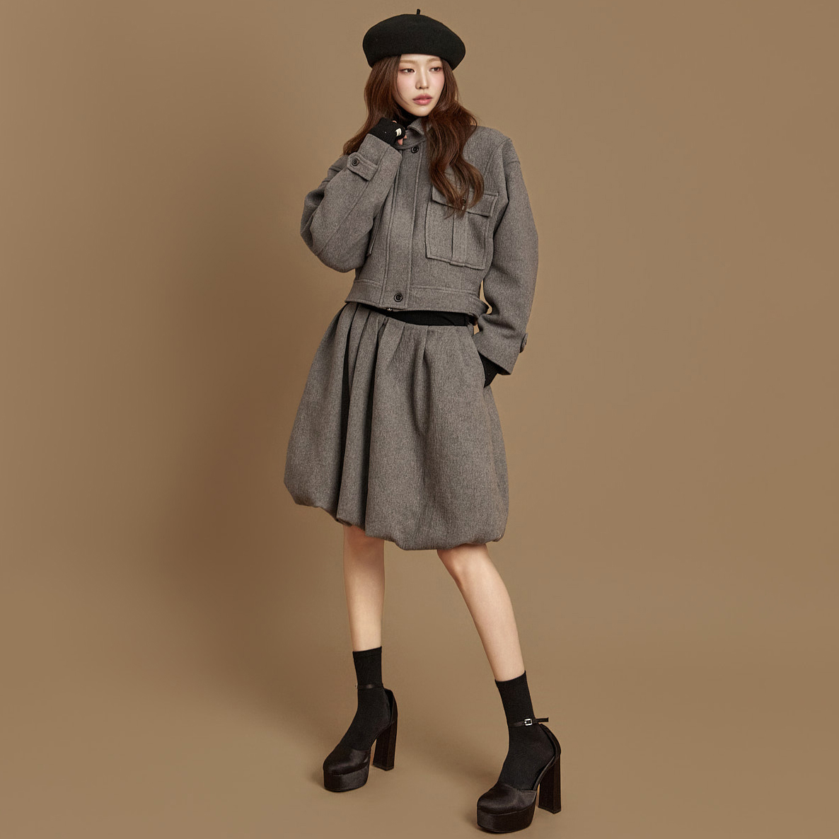 TP9193 毛衣外套裙子套装