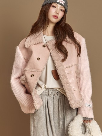 J2998 双面用拼色羊毛外套 Korea